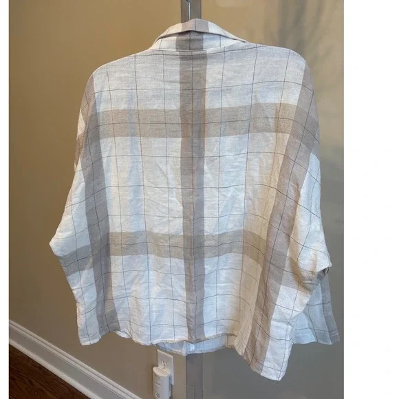 Lintico Linen Plaid Oversized Pocket Shirt NWT - Picture 3 of 6